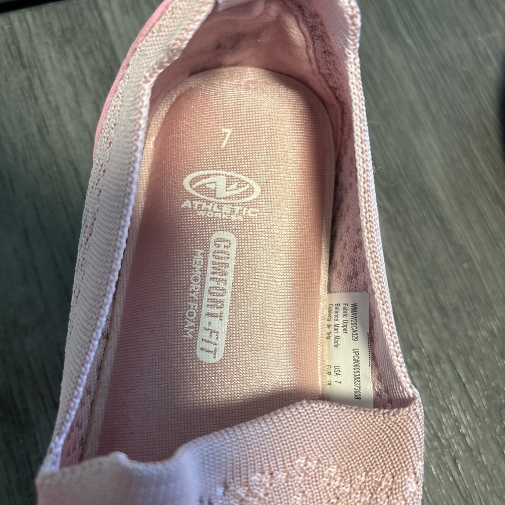 Athletic Works Slip On Comfort Fit Shoes‎ Soft Pink Size 7 - Picture 6 of 7